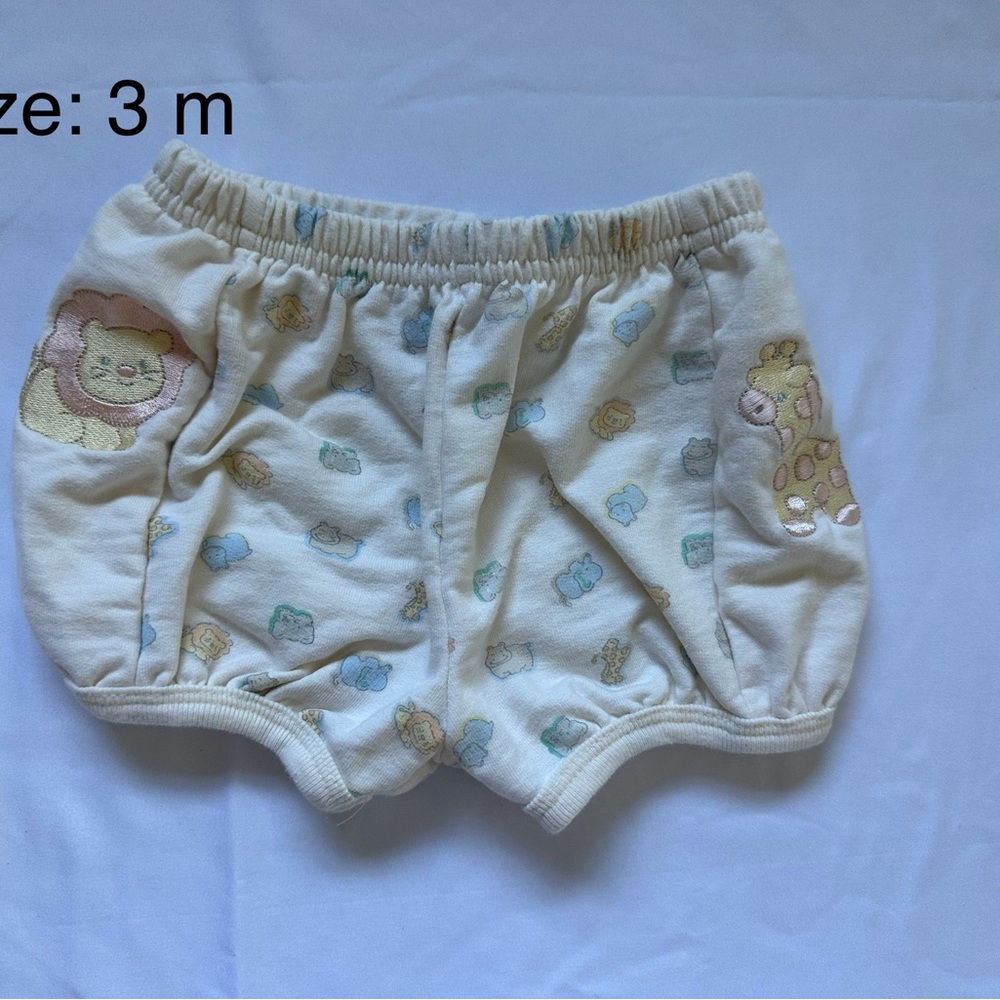 VINTAGE! Adorable Cream Baby Bloomers with Animal Embroidery